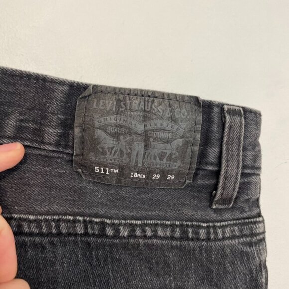 LEVI'S LEVIS Boys 511 Skinny Gray or Faded Black ? Distressed Jean 18 / W29 L29 - Picture 12 of 14
